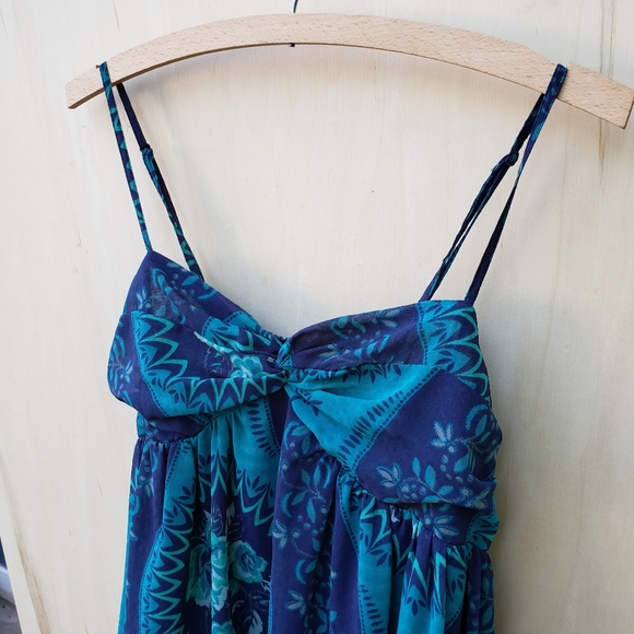 Free People Blue Babydoll Bust Twist Print Dress S - Picture 3 of 15